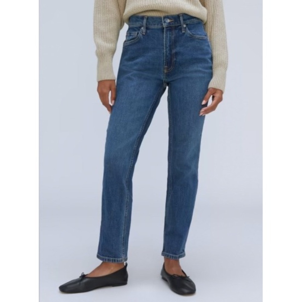 Everlane The Curvy 90s‎ Cheeky Straight Jeans Dark Wash Button Fly Casual Preppy